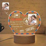 Custom Photo To Mom Love You Heart-Shaped Acrylic Panel With Light Base
