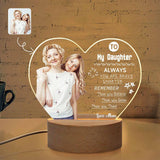 Custom Photo To My Daughter Heart Needed You Heart-Shaped Acrylic Panel With Light Base