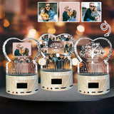 Customized Family Photo Gift Personalized Bluetooth Crystal Photo Lamp with Bluetooth Wood Base for Family Anniversary Gift