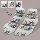 Custom Photo Socks Low Cut Ankle Socks With Family Pictures Personalised Socks White Background Gift for Family Friends
