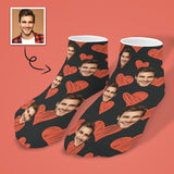 Custom Photo Socks Low Cut Ankle Socks With Red Hearts Personalised Face Socks Gifts for Men Women