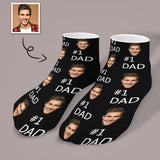 Personalized Dad Socks Custom Face Dad Black Background Ankle Socks For Australian Father's Day