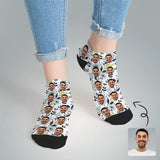 Custom Face Socks Low Cut Ankle Socks Personalized Rose Photo Men's Ankle Socks