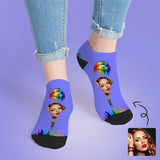 Custom Photo Socks Low Cut Ankle Socks With with Colorful Lip Men's Ankle Socks Funny Photo Socks Gift