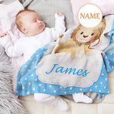 Personalized Baby Blanket with Name Blue Lion, Super Soft Fleece Blanket Customized Shower Gifts for Newborn Swadding Blanket Infant Blanket Boy & Girl - 30