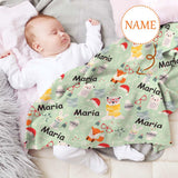 Personalized Baby Blanket with Name Cartoon Animal, Super Soft Fleece Blanket Customized Shower Gifts for Newborn Swadding Blanket Infant Blanket Boy & Girl - 30