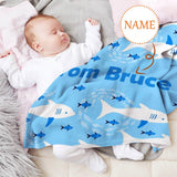 Personalized Baby Blanket with Name Cartoon Fish, Super Soft Fleece Blanket Customized Shower Gifts for Newborn Swadding Blanket Infant Blanket Boy & Girl - 30