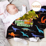 Personalized Baby Blanket with Name Dinosaur Animal, Super Soft Fleece Blanket Customized Shower Gifts for Newborn Swadding Blanket Infant Blanket Boy- 30