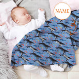 Personalized Baby Blanket with Name shark, Super Soft Fleece Blanket Customized Shower Gifts for Newborn Swadding Blanket Infant Blanket Boy & Girl - 30