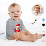 Custom Face Christmas Hat Infant Bodysuit One Piece Jumpsuit Personalized Long Sleeve Rompers Baby Clothes