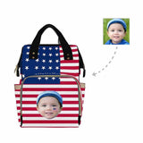 Custom Face America Flag Diaper Bag Backpack Kid's School Bag