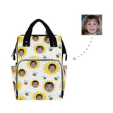 Custom Face Sunflower Bee Diaper Bag Backpack Kid's School Bag