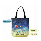 Custom Best Friends Name Planet Canvas Tote Bag