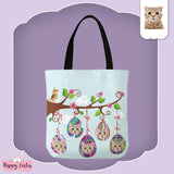 Custom Cat Face Easter Eggs Canvas Tote Bag
