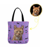 Custom Cat Face Love Heart Canvas Tote Bag