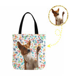 Custom Dog Face Colorful Paw Canvas Tote Bag