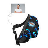 Custom Face Blue Skull Waist Bag