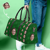 Custom Face Deep Green Clover Travel Bag