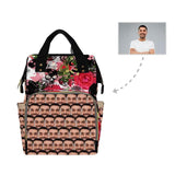 Custom Face Seamless Photo Flower Diaper Bag Backpack Kid's School Bag