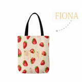 Custom Name Text Strawberry Canvas Tote Bag