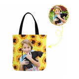 Custom Pet Lover Sunflower Canvas Tote Bag