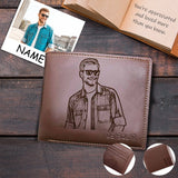 Custom Photo&Name Boyfriend Love You Wallet Personalized Photo Engraved Bifold Leather Wallet Gift For Men