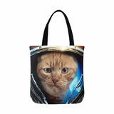 Custom Space Cat Canvas Tote Bag