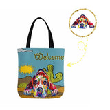 Custom Welcome Dog Canvas Tote Bag
