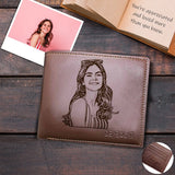 Personalized Wallet Custom Photo I love You Beauty Men's Photo Engraved Bifold Wallet Gift for Him