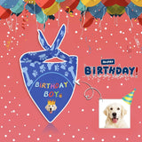 Custom Face Blue Bone Birthday Pet Bandana