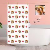 Custom Couple Faces Love Heart Bath Towel 30