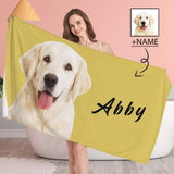 Custom Dog's Photo And Name Bath Towel 30