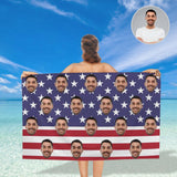 Custom Face American Flag Bath Towel 30