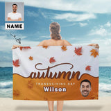 Custom Face&Name Thanksgiving Day Bath Towel 30
