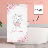 Custom Name Pink Elephant Bath Towel 30