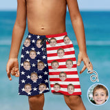 Custom Face American Flag Teen Beach Shorts