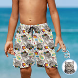Custom Face Cat Theme Teen Beach Shorts