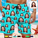 Custom Girlfriend Face Multicolour Men's Casual Beach Shorts with Drawstring
