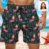 Custom Girlfriend Face Pink Flamingo Men's Casual Quick-drying Beach Shorts