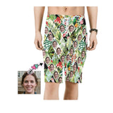 Custom Face Beautiful Flower Personalized Photo Men's Beach Shorts Drawstring Shorts