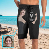 Custom Face Belongs to Personalized Photo Men's Beach Shorts Drawstring Shorts