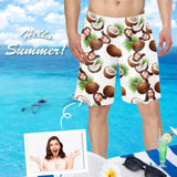 Custom Face Coconut Personalized Photo Men's Elastic Beach Shorts