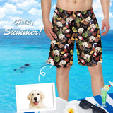 Custom Face Cute Dog Personalized Photo Men's Elastic Beach Shorts