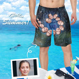 Custom Face Galaxy Personalized Photo Men's Elastic Beach Shorts