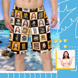 Custom Face Grid Personalized Photo Men's Elastic Beach Shorts