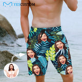 Custom Face Jungle Personalized Photo Men's Beach Shorts Drawstring Shorts
