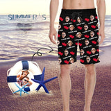 Custom Face Love You Heart Personalized Photo Men's All Over Print Casual Shorts