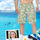 Custom Face Money Personalized Photo Men's Elastic Beach Shorts