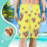 Custom Face Multiple Color Personalized Couple Photo Men's Beach Shorts Drawstring Shorts