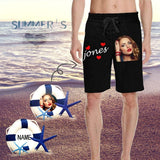 Custom Face&Name Simple Heart Personalized Photo Men's All Over Print Casual Shorts